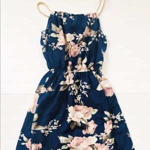 Floral Dress with braided straps and pearl ends